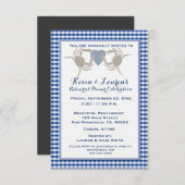 青いギンガムとのカニのテーマ 招待状 (正面/裏面)