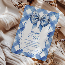 青いギンガムとボウラッフルおむつエンクロージャ エンクロージャーカード