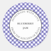 青いギンガムのフードジャー ラベル 自家製ギフト用 (正面)