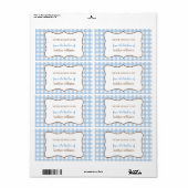 青いギンガムのラベルのキッカスタムチンから ラベル (フルシート)