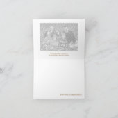 青いギンガムのリボンのカスタムな写真は感謝していしています サンキューカード (内部)