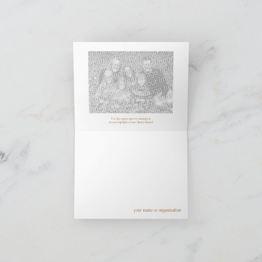 青いギンガムのリボンのカスタムな写真は感謝していしています サンキューカード (内部)