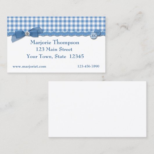 青いギンガムの名刺 名刺 (正面/裏面)