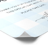 青いギンガムの好意サイン ポスター (角)