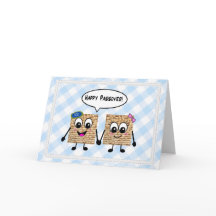 青いギンガムの幸せな過ぎ越しの祝いかわいいMatzot