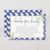 青いギンガムの木製のピクニック夏の本の要求 エンクロージャーカード (正面/裏面)