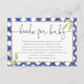 青いギンガムの木製のピクニック夏の本の要求 エンクロージャーカード (正面)