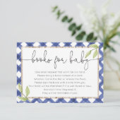 青いギンガムの木製のピクニック夏の本の要求 エンクロージャーカード (スタンド正面)