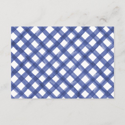 青いギンガムの木製のピクニック夏の本の要求 エンクロージャーカード (裏面)