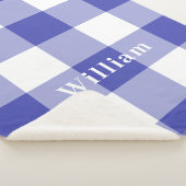 青いギンガムパターンモノグラム名 シェルパブランケット (3/4)