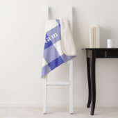 青いギンガムパターンモノグラム名 シェルパブランケット (インサイチュ)