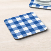 青いギンガムパターン コースター (左側)