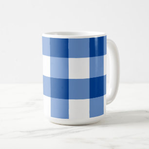 青いギンガムパターン コーヒーマグカップ