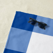 青いギンガムパターン ビーチタオル (インサイチュ)