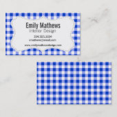 青いギンガムパターン 名刺 (正面/裏面)