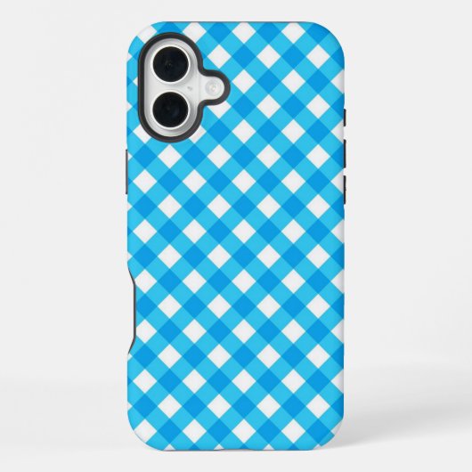 青いギンガムパターン iPhoneケース (裏面)