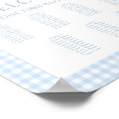 青いギンガムボウタイ男の赤ちゃんシャワーシーティングチャート ポスター (角)