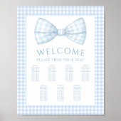 青いギンガムボウタイ男の赤ちゃんシャワーシーティングチャート ポスター (正面)