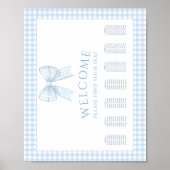 青いギンガムボウボーホベイビーシャワーのシーティングチャート ポスター (正面)