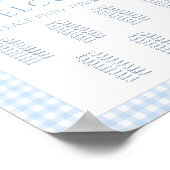 青いギンガムボウ男の赤ちゃんシャワーシーティングチャート ポスター (角)