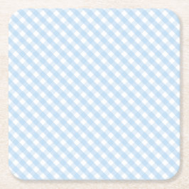 青いギンガムボーイベビーパーティーシャワーデコールパーティー スクエアペーパーコースター