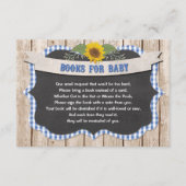 青いギンガム黄色のひまわりの花の本ベビー エンクロージャーカード (正面)