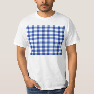 青いギンガム Tシャツ