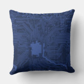 青いギークマザーボードパターン クッション (裏面)