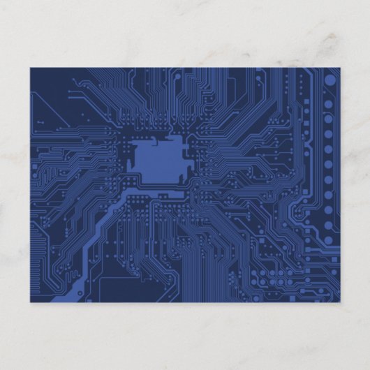 青いギークマザーボードパターン ポストカード (正面)