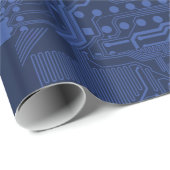 青いギークマザーボードパターン ラッピングペーパー (ロールコーナー)