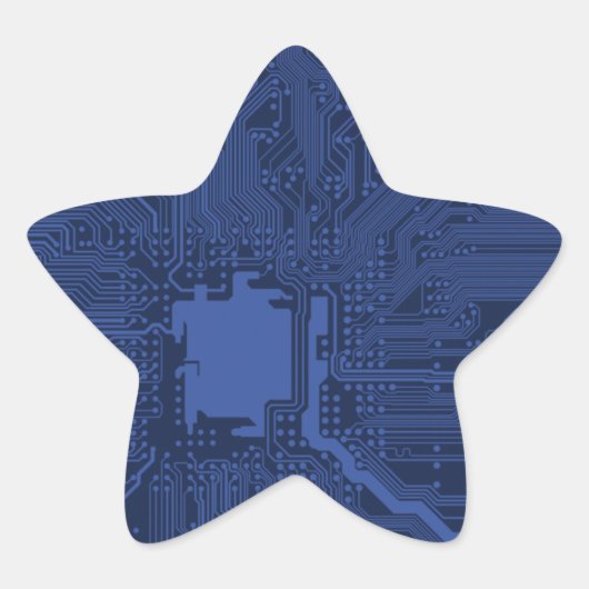 青いギークマザーボードパターン 星シール (正面)