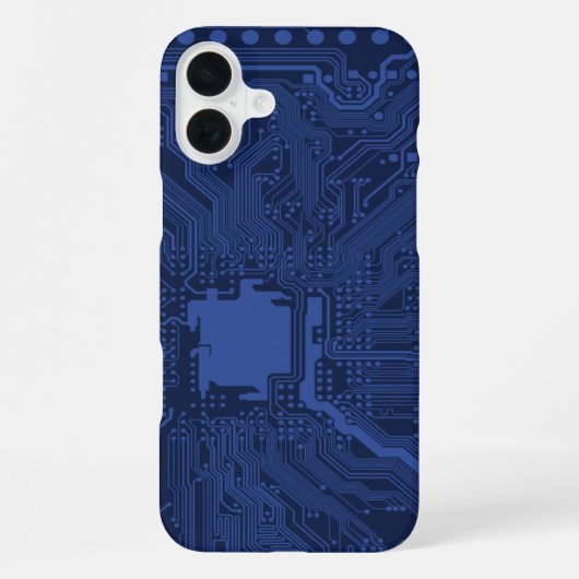 青いギークマザーボードパターン iPhoneケース (裏面)