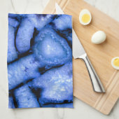 青いクォーツ瑪瑙、青い測地系、抽象芸術パターン キッチンタオル (四つ折り)