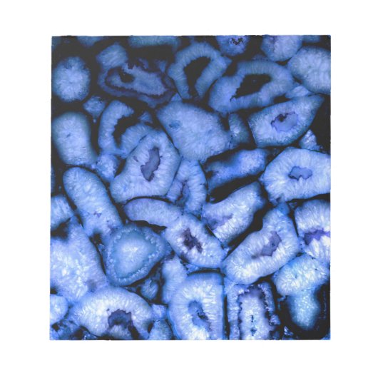 青いクォーツ瑪瑙、青い測地系、抽象芸術パターン ノートパッド (正面)