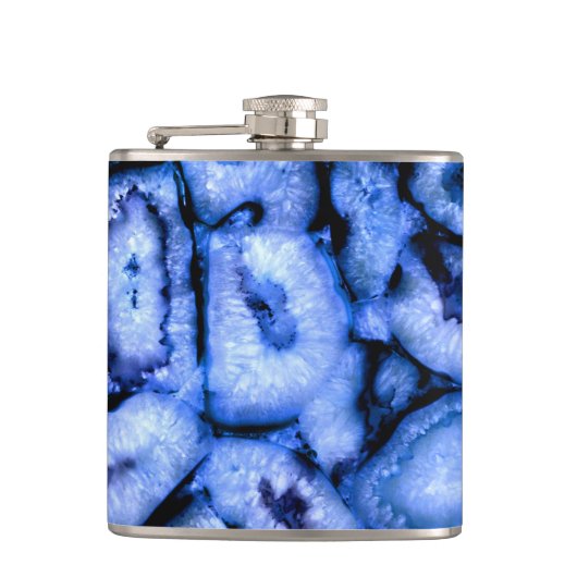 青いクォーツ瑪瑙、青い測地系、抽象芸術パターン フラスク (正面)