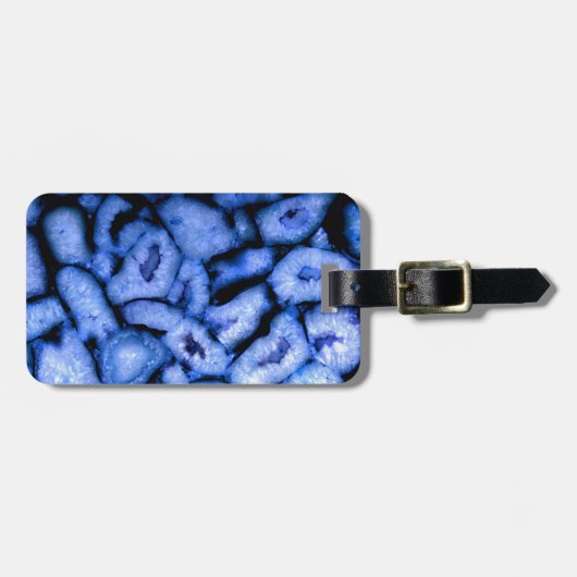 青いクォーツ瑪瑙、青い測地系、抽象芸術パターン ラゲッジタグ (正面横)