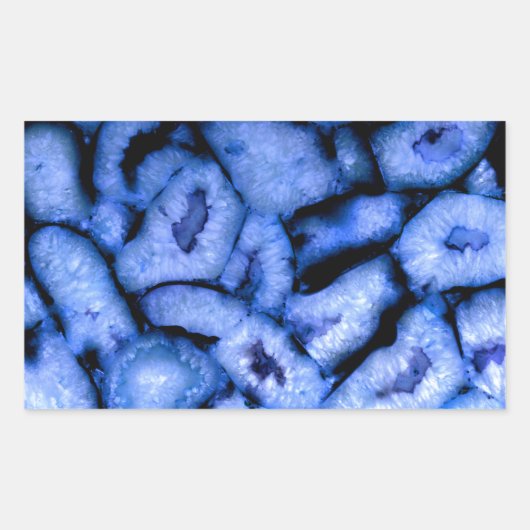 青いクォーツ瑪瑙、青い測地系、抽象芸術パターン 長方形シール (正面)