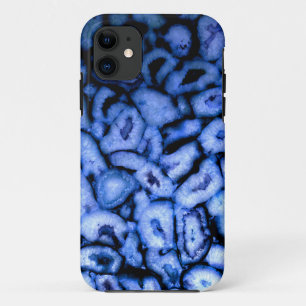 青いクォーツ瑪瑙、青い測地系、抽象芸術パターン iPhone 11 ケース