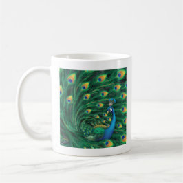 青いクジャクの鳥 コーヒーマグカップ