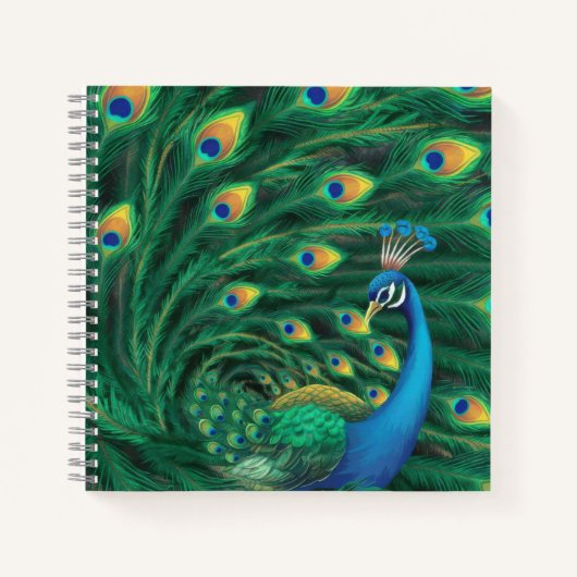 青いクジャクの鳥 ノートブック (正面)