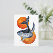 青いクジラと金色のボール ポストカード (スタンド正面)