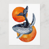 青いクジラと金色のボール ポストカード (正面)