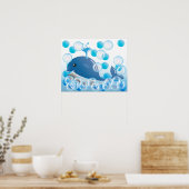 青いクジラのぬいぐるみ壁飾り ポスター (キッチン)