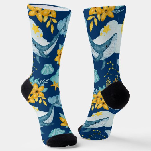 青いクジラの水色の夢 ソックス (傾斜あり)