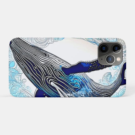 青いクジラの波のアート Case-Mate iPhoneケース (裏面(横))