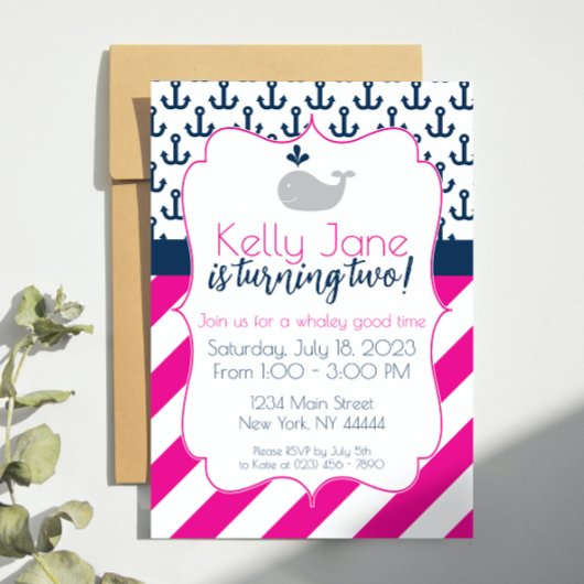 青いクジラの誕生日招待状 招待状