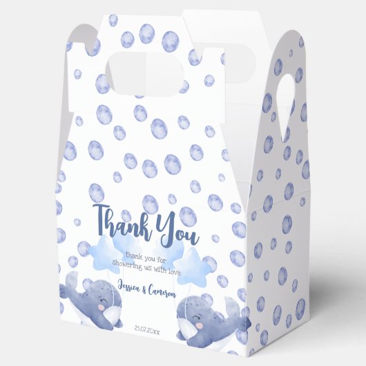 青いクジラの赤ちゃんシャワーカスタムだ フェイバーボックス (オープン)