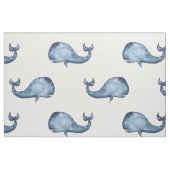 青いクジラ。ネイビ航海のーパターン。海獣 ファブリック (ファットクウォーター)