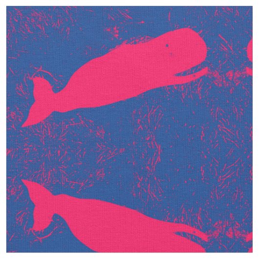 青いクジラ ファブリック (クローズアップ)