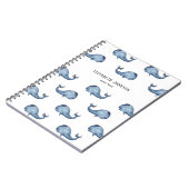 青いクジラ。海の動物。ネイビー航海のパターン ノートブック (左側)